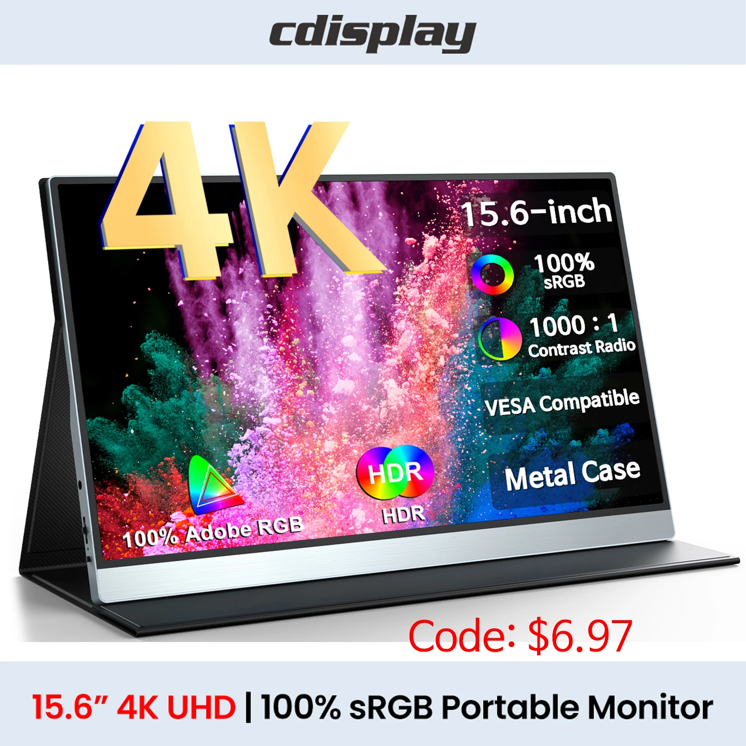 Cdisplay-15.6インチ4Kポータブルモニター,3840x2160, USB C