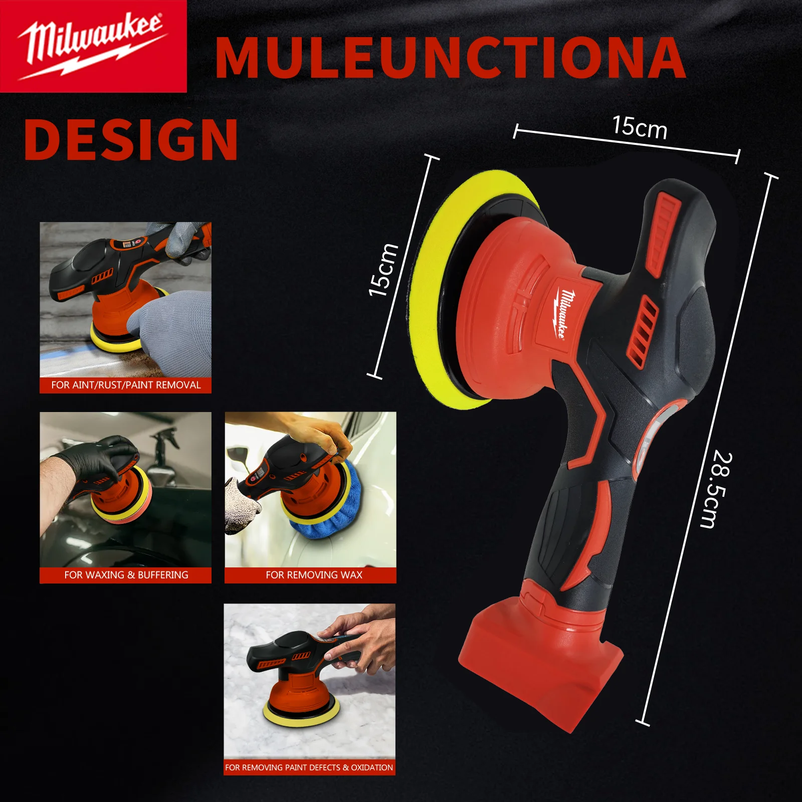 Milwaukee 8 Gears Digital Display Cordless Car Polisher Electric Polisher Auto Car Waxing Polishing Machine For Milwaukee