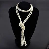 Collier de perles des années 1920, fausses perles, accessoires Gatsby, bijoux de Costume Vintage, crème, pour femmes 1
