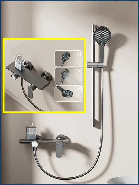 ชุดฝักบัวอาบน้ำติดผนังแบบสองทางพร้อมระบบฝนตกแรงดันสูง ชุดฝักบัวอาบน้ำแบบเรียบง่าย 1