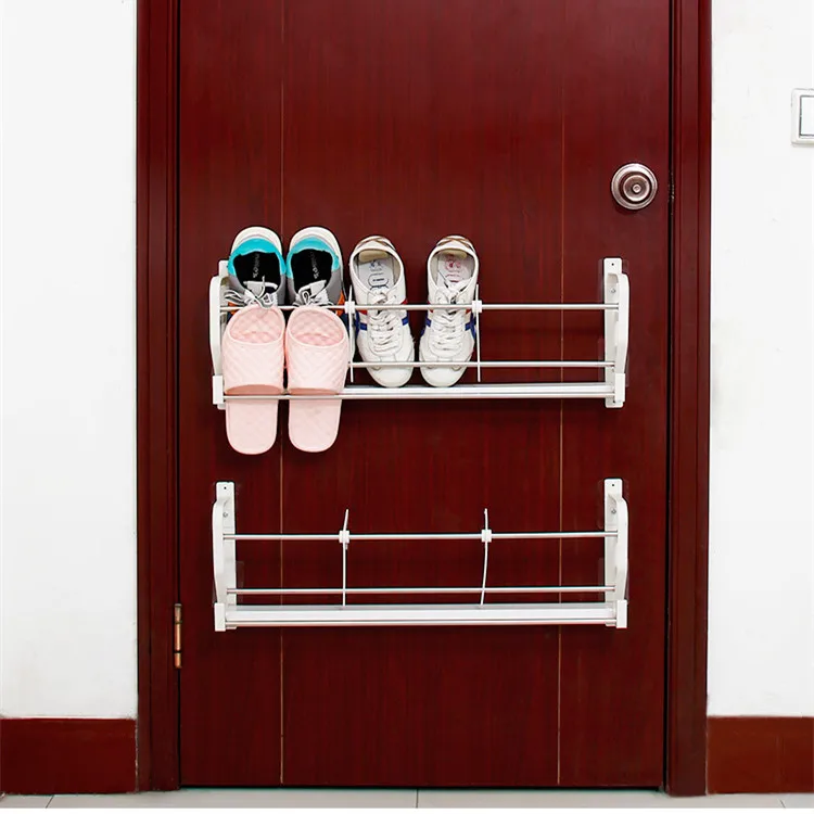 Simple Modern Door Rear Shoe Rack Magnetic Suction Non-Punching Storage Slipper Rack Wall Mounted Living Room Shoe Key Shelf 4
