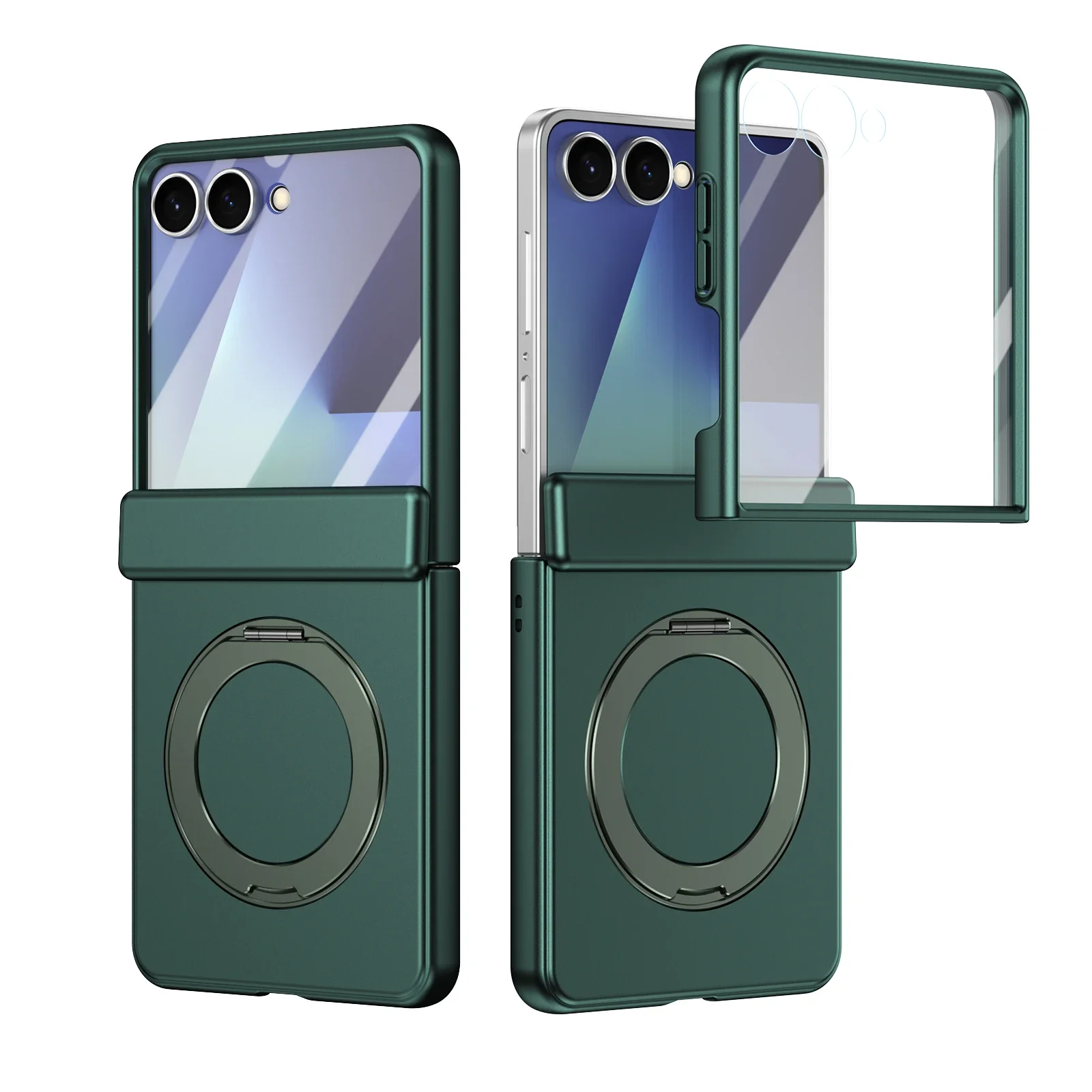Rotating Skin-Friendly Matte Magnetic Phone Case with Stand and Glass Screen Protector