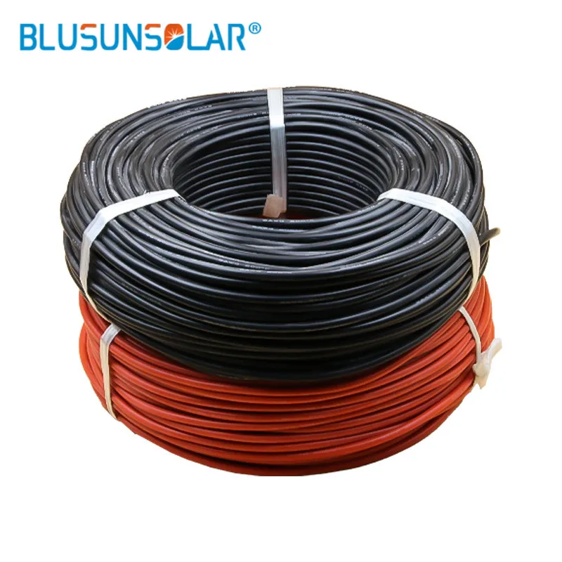 10m/20m Red+Black Solar Photovoltaic Wire Single/Twin Core 1500V 4/6mm2 12/10AWG Cable Tinned Copper XLPE Jacket for PV Panels