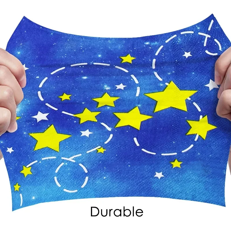20pcs/Pac 33*33cm Blue Sky Yellow Stars Children's Birthday Party Decorative Paper Napkin Disposable Paper Placemats