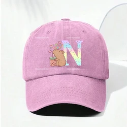 Charming Capybara Alphabet Baseball Cap - Summer Adjustable Sun Hat (SHUI - 362)