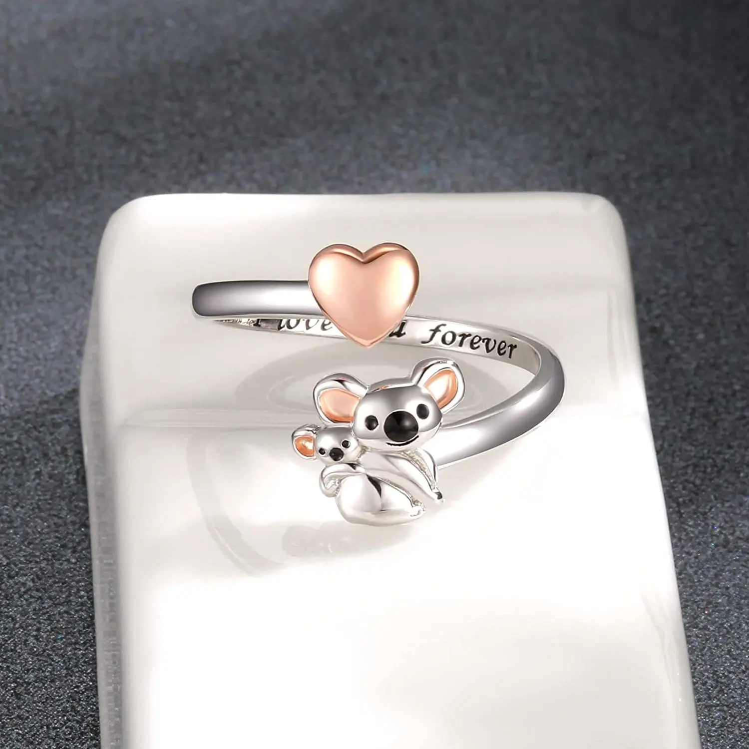 Cute Koalas Pink Heart Design Open Adjustable Ring Women Birthday Gift Anniversary Party Gifts Jewelry Niche Styles finger rings womens ring jewelry rings ring jewelry