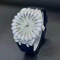 Montre à quartz pour homme Missfox Luxury Full Diamond, bracelet Thorn, style hip-hop, affichage de la date avec fonction lumineuse, montre-bracelet pour homme 2