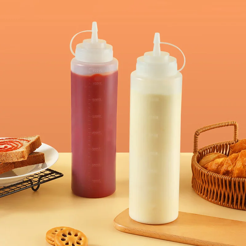 Large Squeeze Condiment Bottles with Nozzles Ketchup BBQ Sauces Olive Oil Bottle Dispenser Squeeze Sauce Bottle Kitchen Gadget