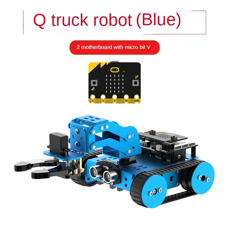 Microbit Robot Car Graphical Programmable Robot Qtruck For Microbit V2 DIY Kit Education Starter Kit Crawler Trace RC Tank