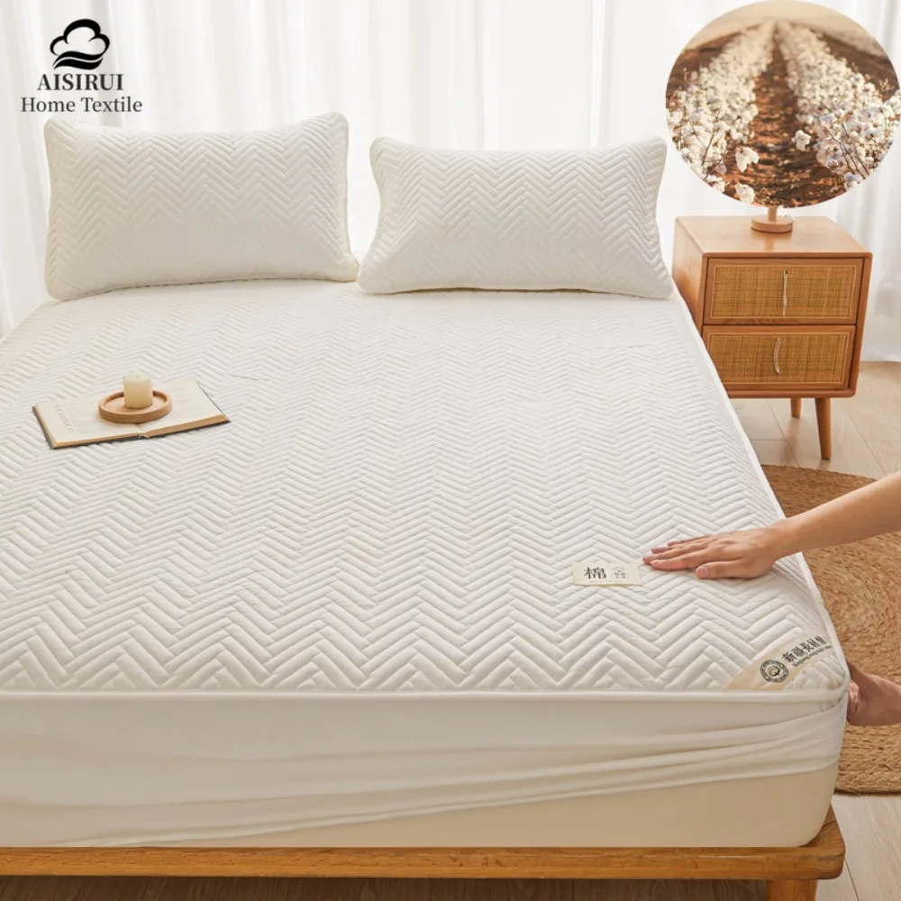 

Solid Color Comfort Mattress Covers Protector with Elastic Band Queen King Size Pure Cotton Fitted Sheet 150x180cm Bedspread 1pc