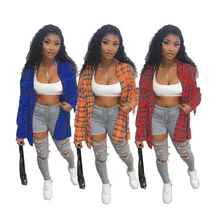 

Classic Plaid Print Women Shirt Full Sleeve All Matching Single Breasted Blouses Spring Fall Female Clothes Cardigan Tops 5862