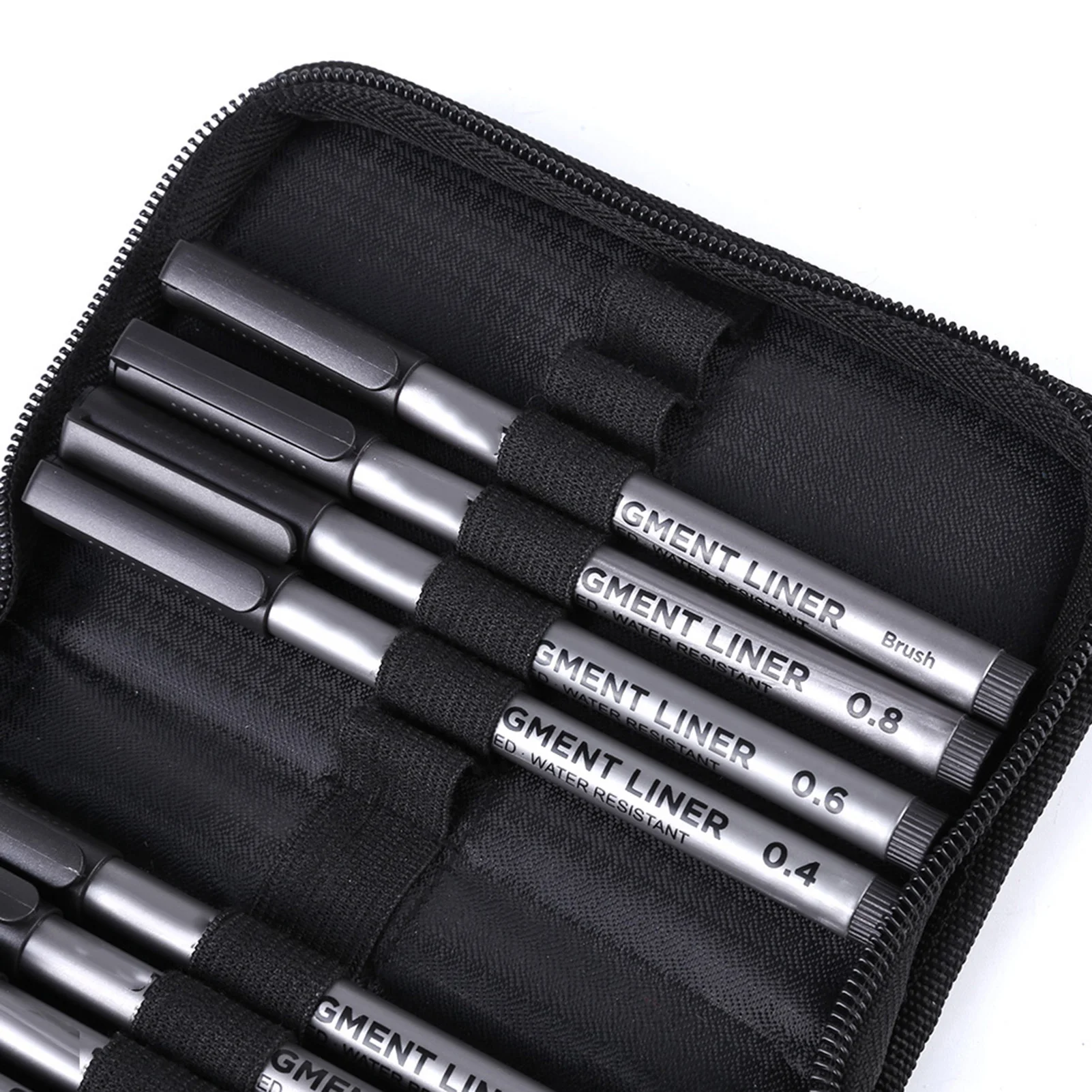【New】9PCS Pigment Liners Set Waterproof Fine Line Drawing Pen Sketching Art Brush with Pen Bag