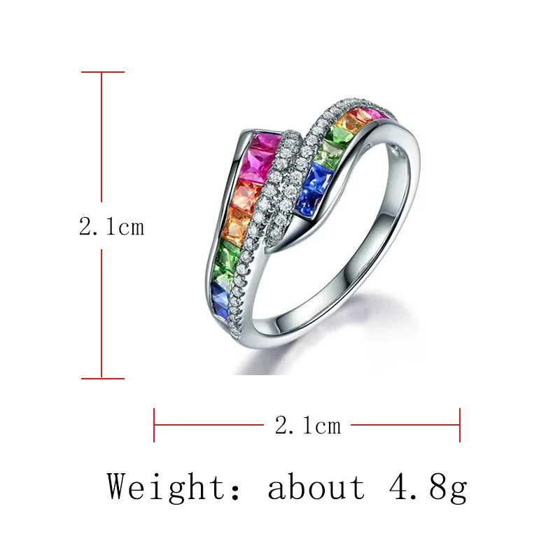 Ladies Filled Multicolor Rainbow AAA Zircon Ring Wedding Engagement Rings Jewelry womens ring wedding rings cubic zircon ring finger rings jewelry rings ring jewelry
