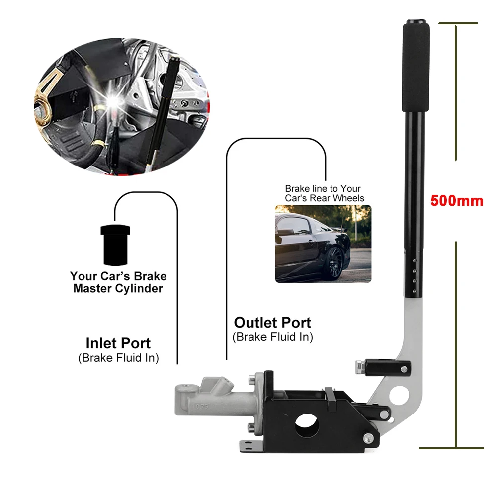 Universal 500mm E Brake Racing Parking Handbrake Lever Gear Length Hand Brake Aluminum Hydraulic Drift