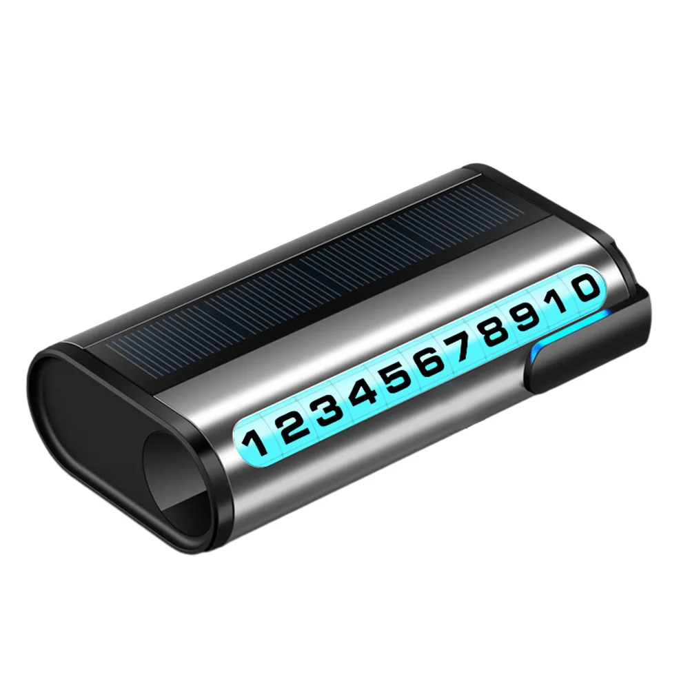 

Universal Car Luminous Temporary Stop Parking Number Plate Auto Card Solar Charging Automobiles Interior Accessories