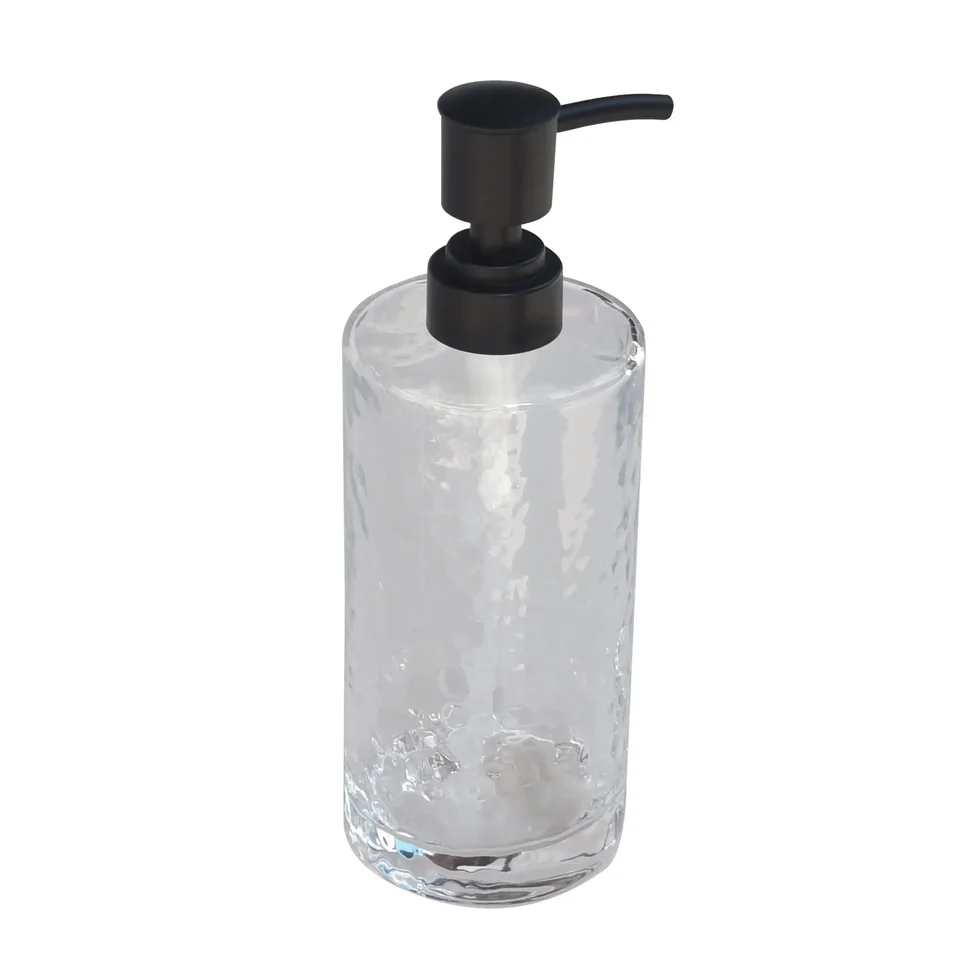 Hammered Glass Soap Dispenser Pump Set