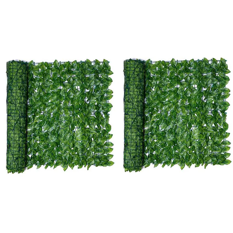 

2X 0.5X3 M Wall Plant Fence Leaves Artificial Faux Ivy Leaf Privacy Fence Screen Decor Panels Hedge