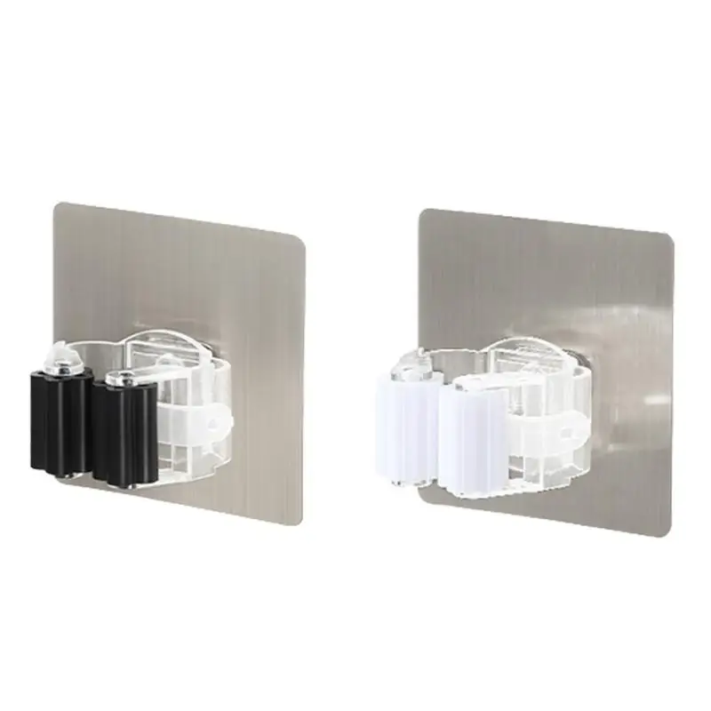 

wall mounted Broom Holder Multi-Purpose Mop Broom Holder Rack No Drill Mop Clip Hook Adhesive Broom Gripper for Kitchen Bathroom