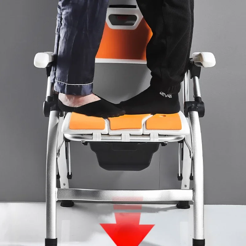 Foldable Shower Stool, Non-Slip Bath Seat, Indoor Mobile Toilet with Backrest, Portable Aid for Elderly, Resting Chair 4