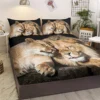 Lioness and Cub Snuggling With Each Other Fitted Sheet Deep Pocket Lightweight Bedding Set 2 Pillowcases 3 Piece 1