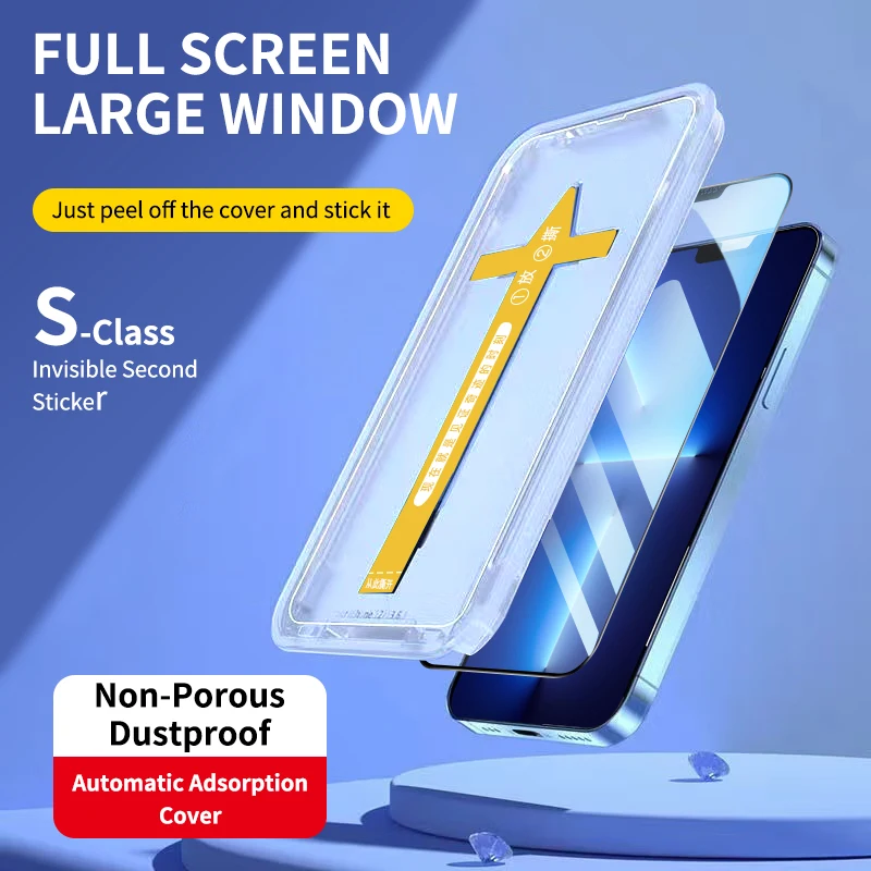 One Click Installation Tempered Glass Screen Protector for IPhone 14 Plus 11 13 Pro Max 12 Mini