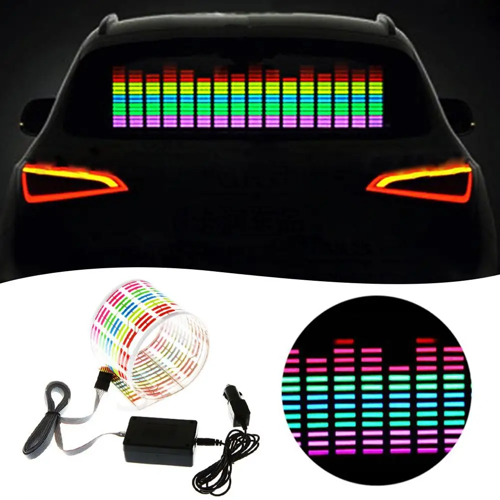 

Rear Windshield Styling Neon Lamp Vehicle Sticker Music LED Light Rhythm Light Sound Flash Car Activated Sensor Equalizer F E0M3