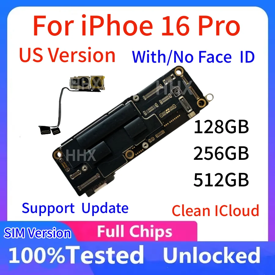 For iPhone16 16Pro 16ProMax Motherboard With Face ID SIM