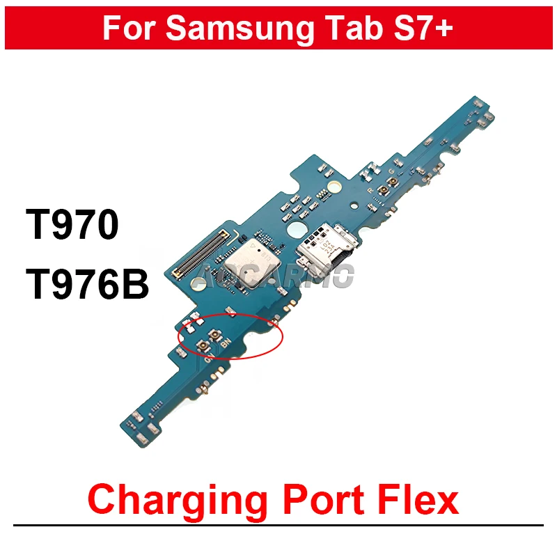 USB 충전 포트 충전기 도크 플렉스 케이블 수리 부품, 삼성 갤럭시 탭 S7 + S7 플러스 SM-T976B T970 T976 4G 와이파이 버전