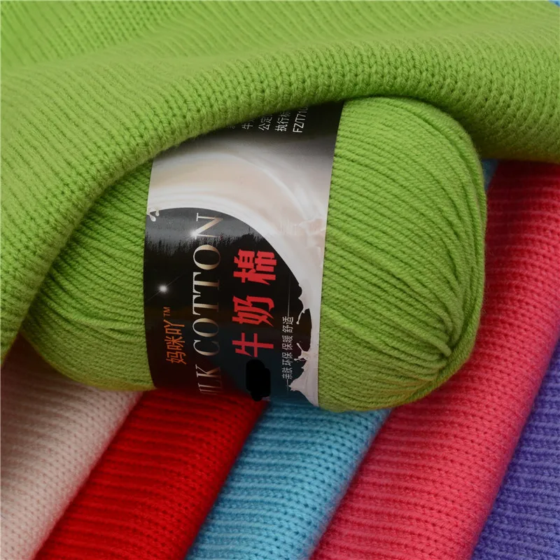 50g/roll Milk Cotton Yarn Crochet High Quality 3 ply Milk Fiber Soft Warm Wool Yarn DIY Baby Sweater Hand Knit Scarf 3