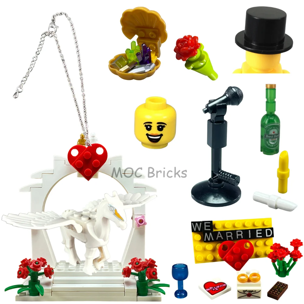MOC Bricks Figure bracelet diamon bride groom Marriage Marry