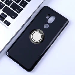 Multi - Function Ring Holder Silicone Phone Case Cover, Shock - Absorbent TPU, Slim Fit, Black for LG Q9 One (Ring Case Black)
