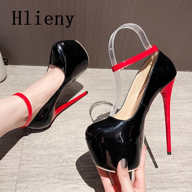 

Hlieny Sexy Design Platform Pumps Round Toe Buckle Strap Women Elegant Wedding Party Shoes Fetish Stiletto High Heels Sandals