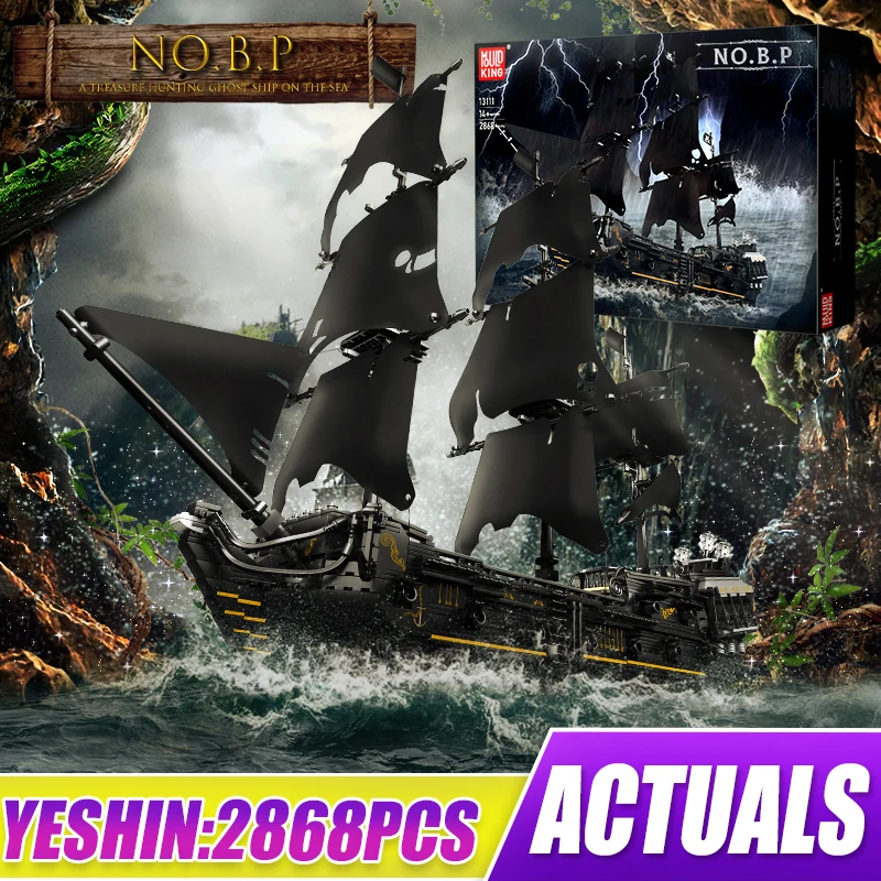 

Mould King Pirate Ship Series The MOC Black Pearl Ship Building Construction Toys Halloween Christmas Gift for Children