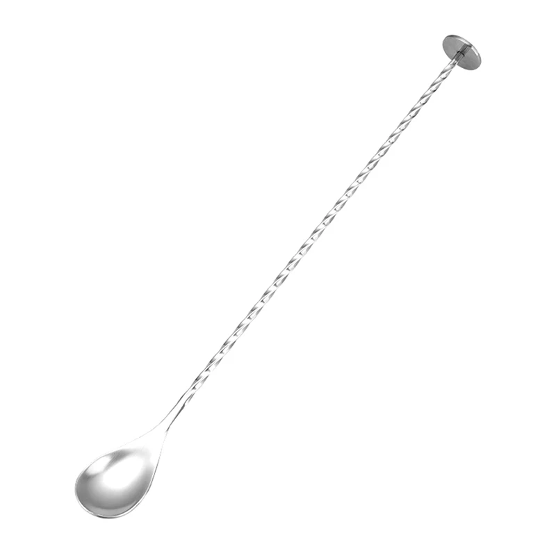 Stainless Steel Cocktail Bar Spiral Pattern Drink Shaker Muddler Mixing Spoon