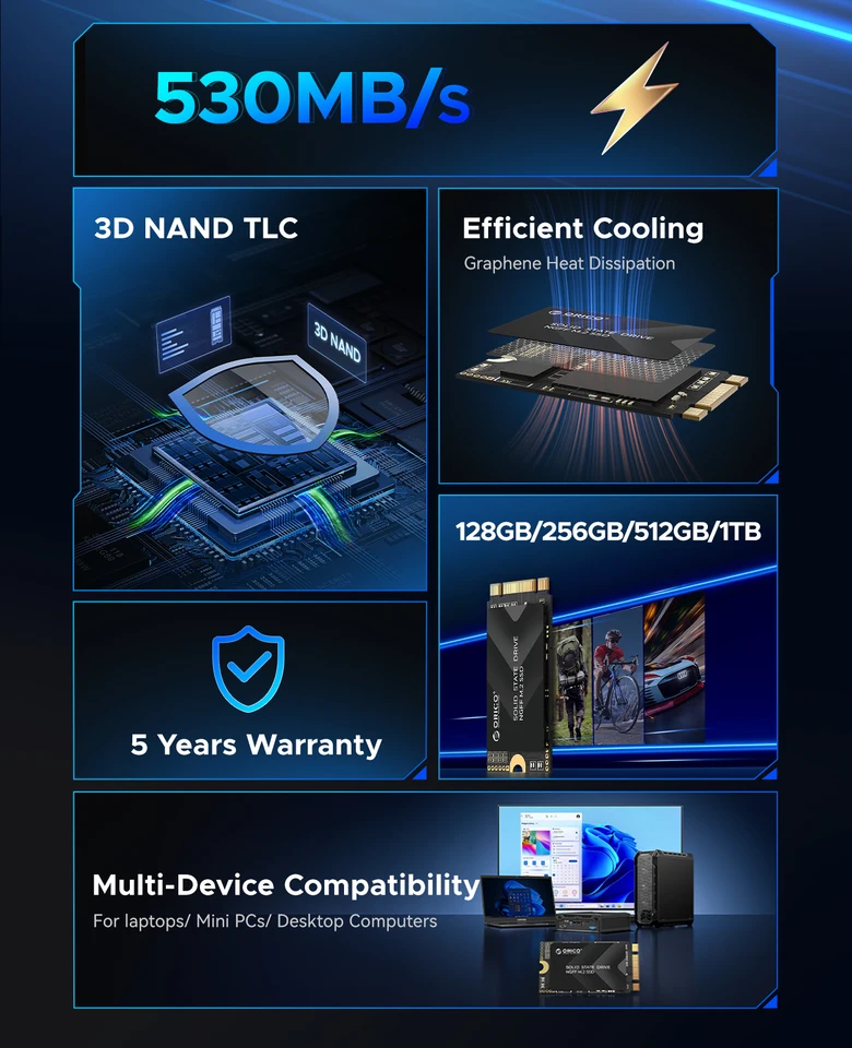 ORICO M.2 2242 SSD SATA 3.0 530Mbps TLC NAND SATA III 6Gbps