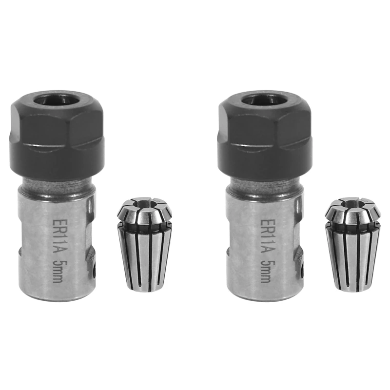 

2X Er11 5Mm Motor Shaft Collet Chuck Spindle Extension Rod Inner + Er11 Spring Collet For Cnc Milling Machine