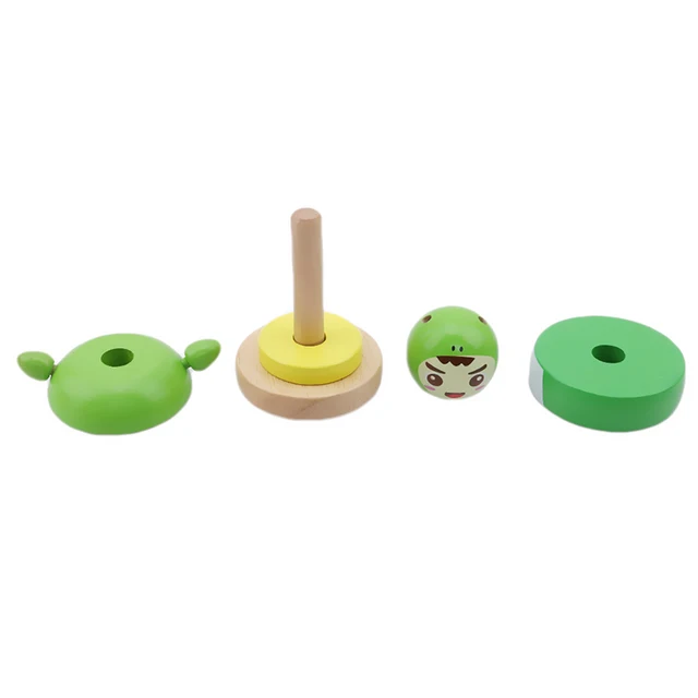 Cartoon Wooden Educational Block Toys Tumbler Doll Roly-poly Mobile Toy For Baby Newborns Kids Gift Stacking Game 5