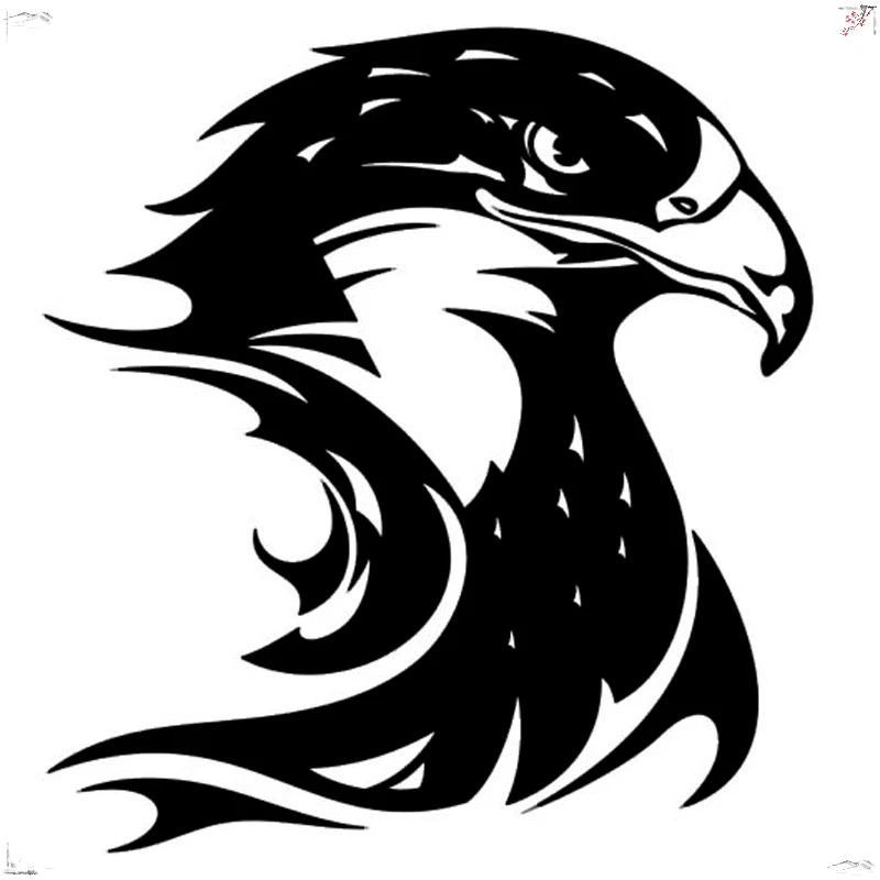 

13.3*14.2CM Fire Flame Eagle Hawk Head Decal Car Sticker Vinyl Car Styling Accessories Black/Silver