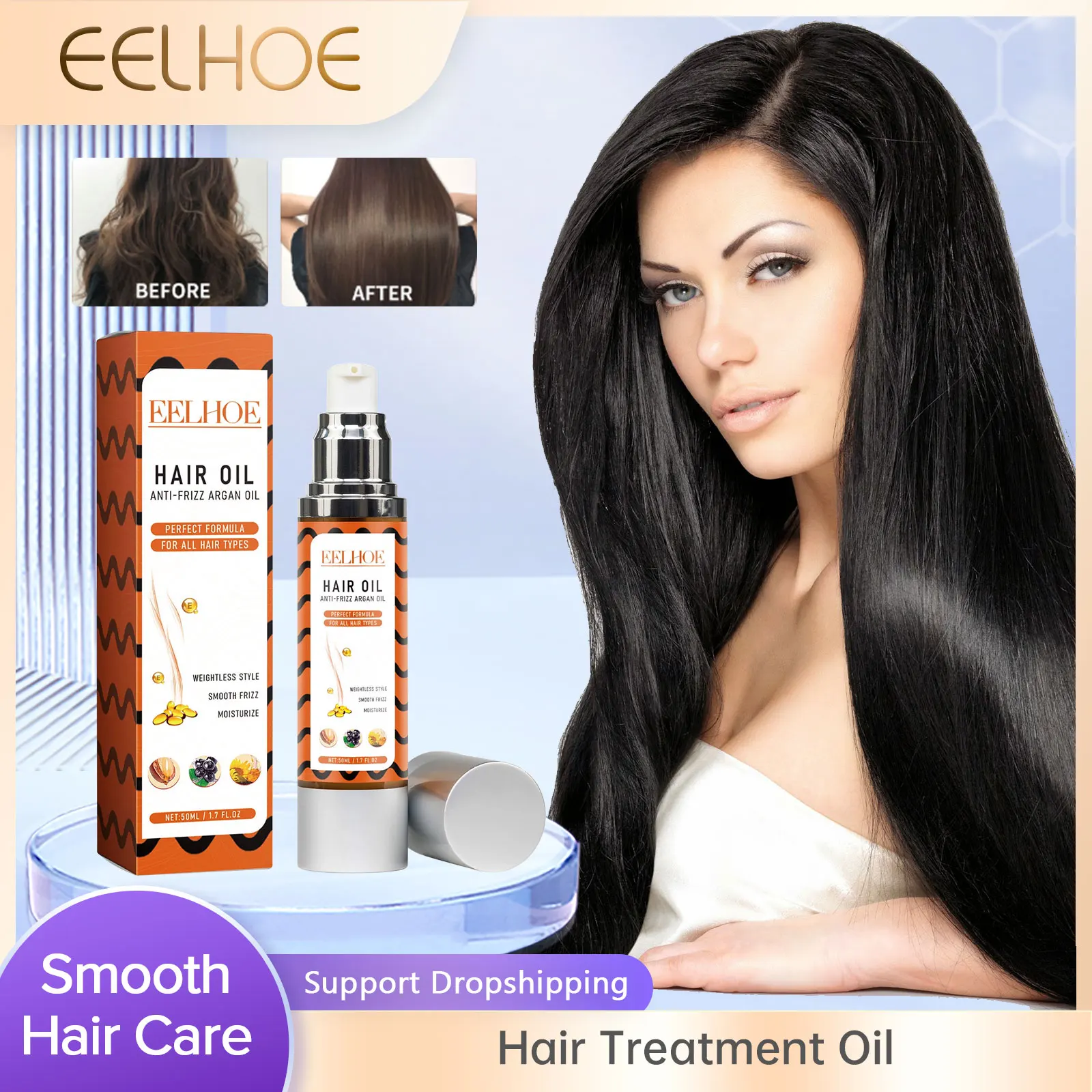 EELHOE Morocco Argan Oil Hair Nourishing Essence Repair Damage Hair Oil Antifrizz Moisturizing Hair Treatment Essential Oil 50ml