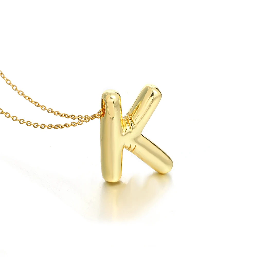 AENSOA Gold Plated Chunky Alphabet Balloon Necklace