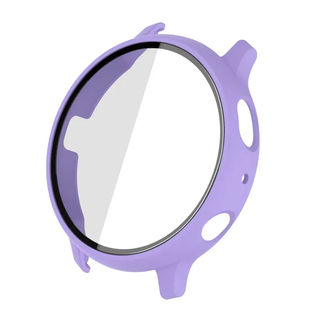 PC Hard Case for Samsung Galaxy Active 2 44mm 40mm Bumper Full Around Glass+ Screen Protector Cover for Galaxy Watch Active 2 Purple