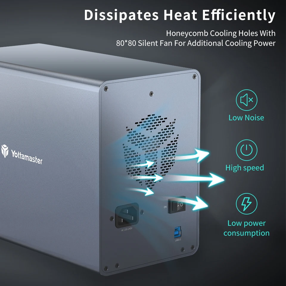 Yottamaster SATA HDD SSD 외장 케이스, C타입 하드 드라이브 인클로저, USB 3.1 Gen2, 270TB, 10Gbps 데이터 스토리지 박스, 5 베이, 2.5 인치, 3.5 인치