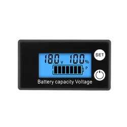 Universal Battery Capacity Indicator | DC Voltage Gauge for Lead Acid, Lithium, LiFePO4 Batteries | Car & Motorcycle Battery Tester | Wide Voltage Range 8V-100V (Blue Screen)