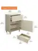 Storage Cabinet for Living Room 32.4" H Freestanding Wood Accent Cabinets Floor Cupboard with Drawer Door and Adjustable 2