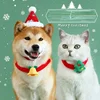 Cute Santa Claus Pattern Pet Bow Bell Collar for Dog Cats Accessories Supplies Holiday Christmas Dog Collar Pet Supplies 1