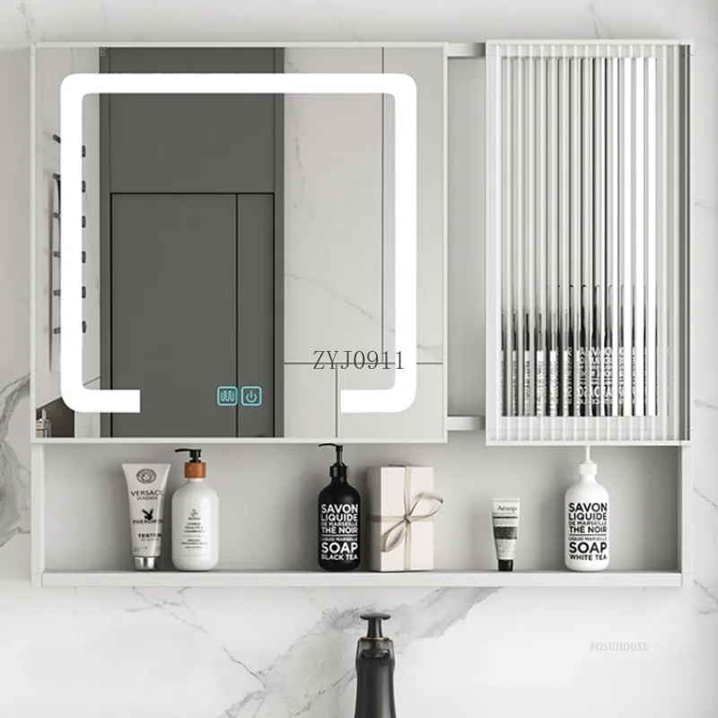 Modern Bathroom Mirror Cabinets with Light Luxury Home Furniture Separate Bathroom Wall-mounted Smart Defog Storage Cabinet