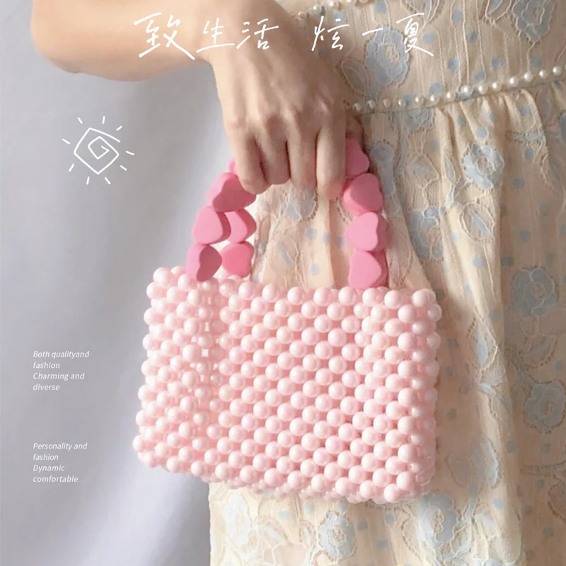 

Love Solid Color Clear Purses Handbags Jelly Pink Yellow Handmade Pvc Jelly Bag Fairy Peach Heart Beaded Evening Bag Gree Totes