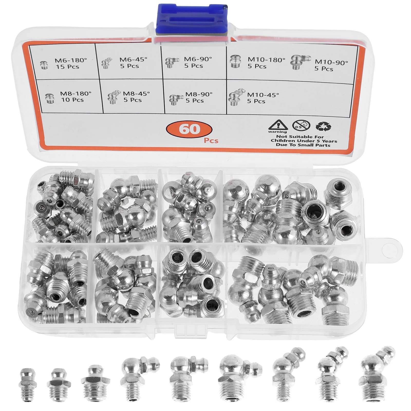 Schmiernippel-Sortiment – 60-teilig Mit Fettspitzen | Für Auto, Motorrad & Industrie