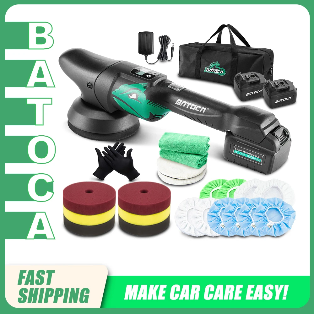 BATOCA S2 Cordless Polisher Car Buffer Polisher with 2pcs 5Ah Batteries LCD Screen Display 2000- 4500 RPM Smart Tool car polisher