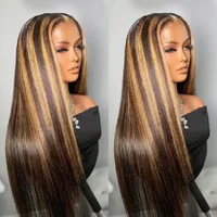 Perruque Full Lace Wig naturelle lisse, blond miel, 13x4, 13x6, balayage HD, pre-plucked, 360 2